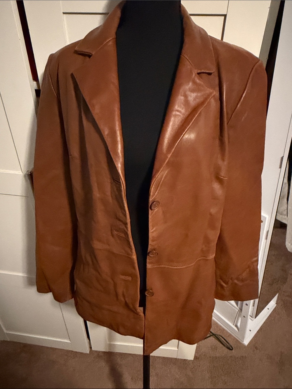 Jones New York Cognac Leather Blazer Jacket